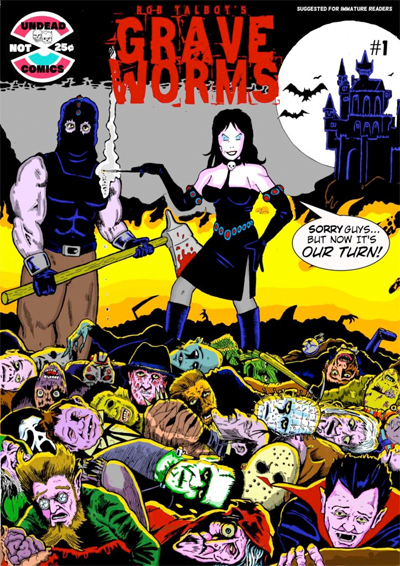 Making its long-awaited-by-nobody debut at the Lakes International Comic Art Festival this weekend, Rob Talbot’s GraveWorms is a love letter to all the great – and even the not so great – horror comics of yore.