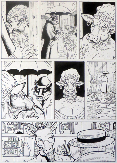Grandville page 50 original artwork by Bryan Talbot: A3 ink - &pound;320