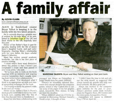 Bryan and Mary Talbot in the Sunderland Echo