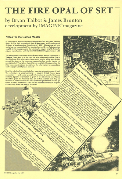 Page 3 of the Fire Opal of Set RPG scenario from Imagine magazine issue 14