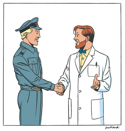 The character Angus Mortimire is a homage to famous Belgian BD character Philip Mortimer from the series Blake and Mortimer by Edward P Jacobs.