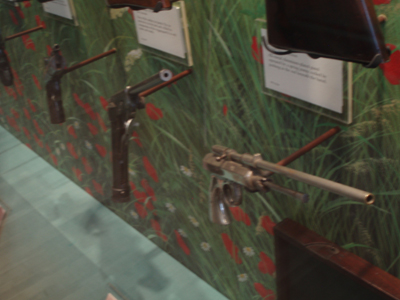 The air gun is based on one that I snapped in the Police Museum of Paris (Le Musée de la Prefecture), which is housed in the police station of the 5th arrondisement, which is a bit unnerving to be in, as it’s milling with suspects and perps the cops have arrested or have taken in for questioning. It’s strictly forbidden to take photos in there, which is why the snaps are a bit blurry, taken with the flash off and held so as not to be spotted by the surveillance cameras.