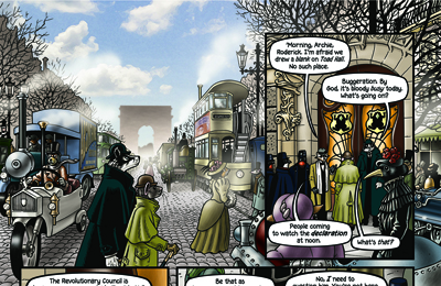 And here is the Champs-Élysées, with the Arc de Triomphe in the background, which turns out to be the location of Toad Hall.