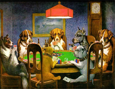They used to feature the same cast of dogs, some of whom can be seen in this panel. They return in Grandville Noël