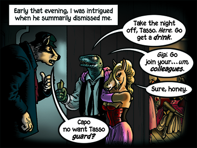 Upon hitting this panel, which was perfectly fine, in story terms, it occurred to me that perhaps I could make it even clearer, and indicate the precise night when this panel took place. This is the original version.