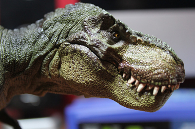 For a model for Koenig, I bought this splendid Papo model, which had a moveable jaw. A T Rex’s eyes are so small, and the mouthline so fixed, that it’s really hard to vary the expression when drawing one. I basically cheated, adding human “agents of expression”, as is usual with anthropomorphic drawings of animals.