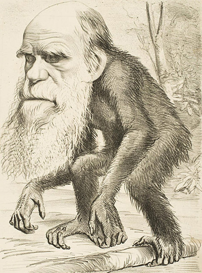 In the world of Grandville, Darwin was a chimp, often caricatured as such in real life.