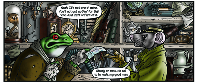 The cobra “and the golf ball that killed it on the third green at Allahbad in 1897” in the glass dome appear in many of my comics, simply because it amuses me.